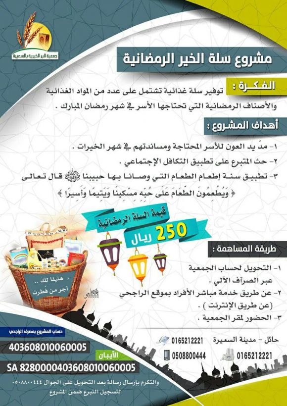 مشروع سلة الخير الرمضانية 1437هـ-بر السعيرة
