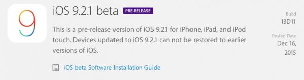 iOS 9.2.1 betaPRE-RELEASE